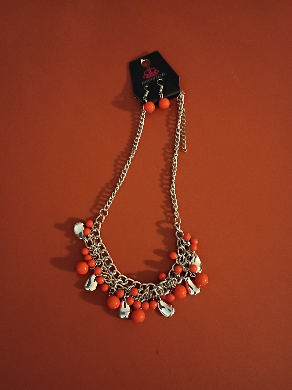 paparazzi Orange Bead & Silver-Tone Multi Strand Necklace